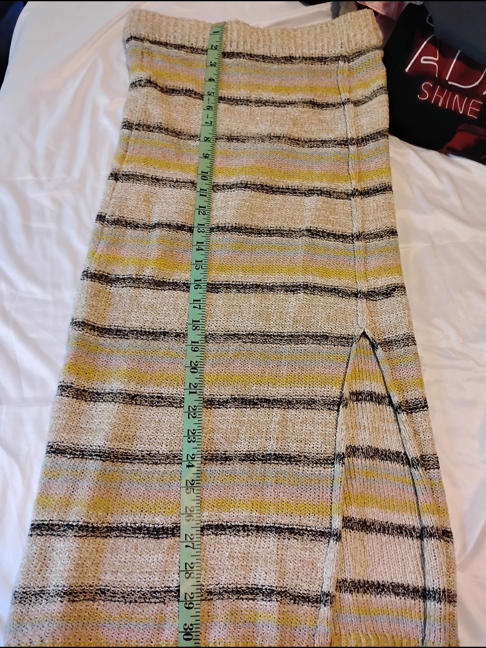 Striped Knit Midi Skirt in Cream and Yellow